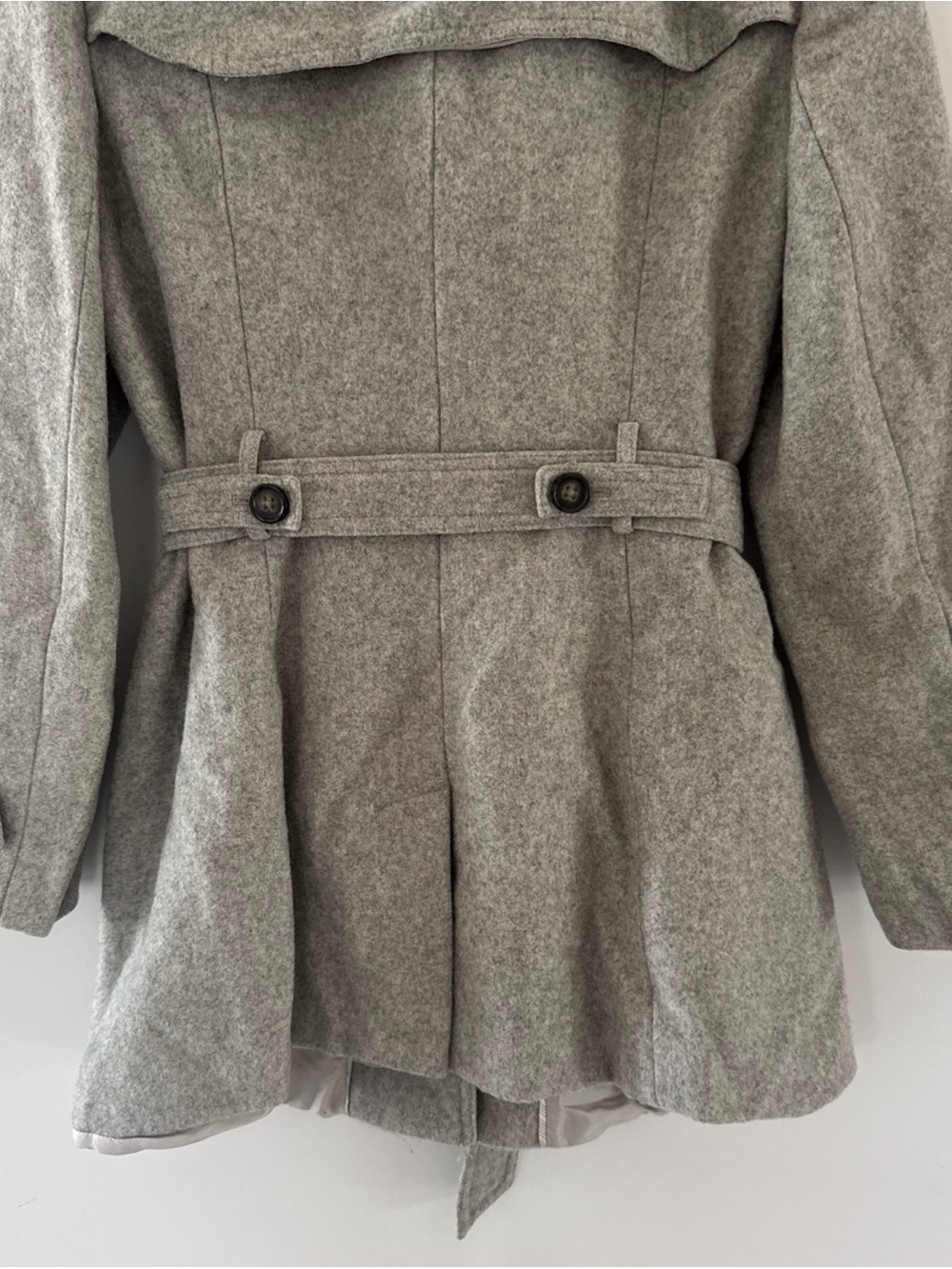 Banana Republic Women's Coat Size Large Gray Belted Wool Button Up Peacoat - Picture 8 of 10